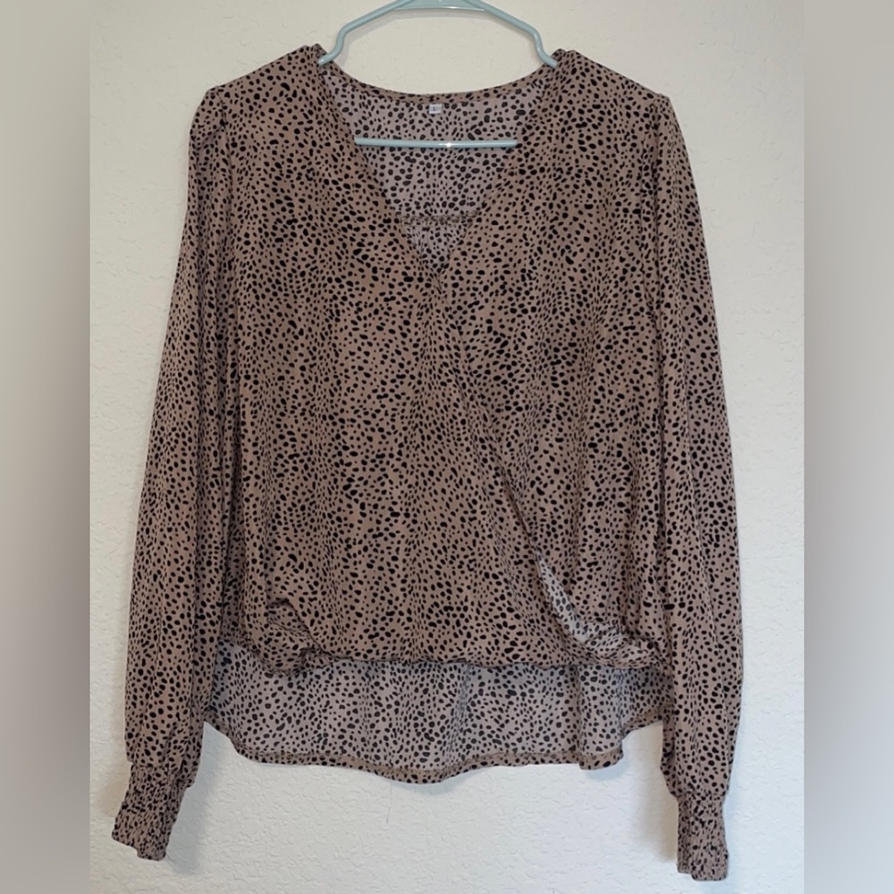 Leopard print long sleeve blouse